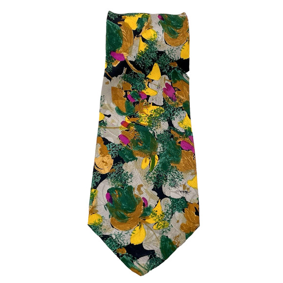 Vintage Bernini Beverly Hills Abstract Print Italian 100% Silk Necktie Tie Bold - Picture 2 of 5